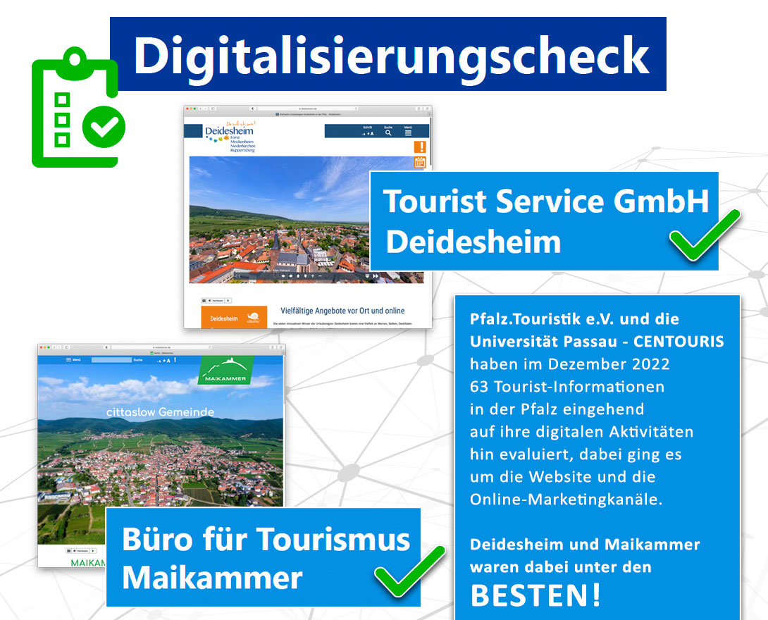 Erfolgreicher Digitalisierungschecks durch Pfalz.Touristik und die Uni Passau - CENTOURIS